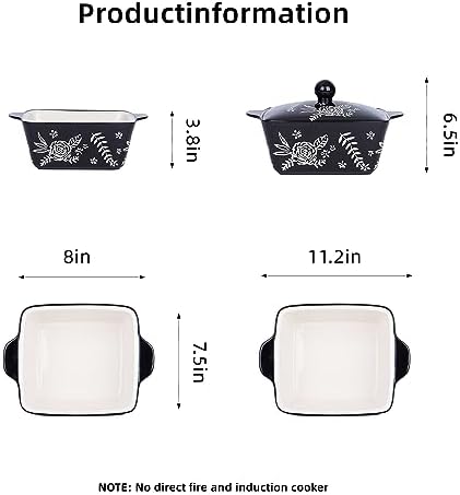 Wisenvoy Casserole Dish With Lid - Oven Safe Ceramic Baking Dish