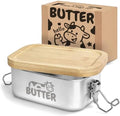 Small Stainless Steel Butter Dish, Airtight Lid, Cow Design