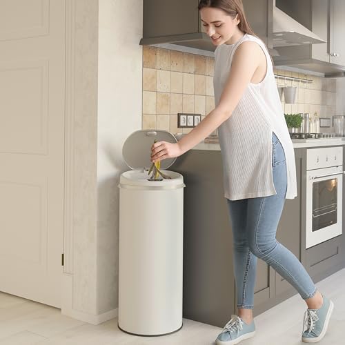 iTouchless 13 Gallon Round Sensor Kitchen Trash Can