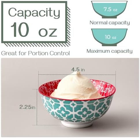 DOWAN 10 oz Small Bowls Set of 6 - Ceramic Ice Cream Bowls, Small