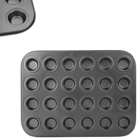 HERCHR Nonstick Pudding Cake Baking Pan, 24 Mini Cup Muffin Tray