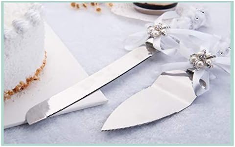 TIHOOD Set of 2 Rustic Wedding Cake Knife and Serving Set with Twine
