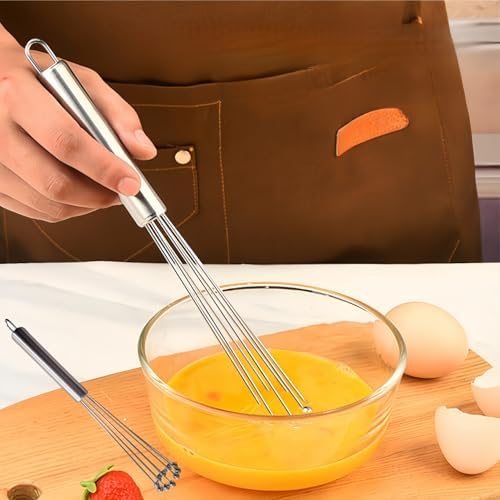 2 PCS 10.23inch Stainless Steel Ball Whisks,Durable Manual Egg Beater