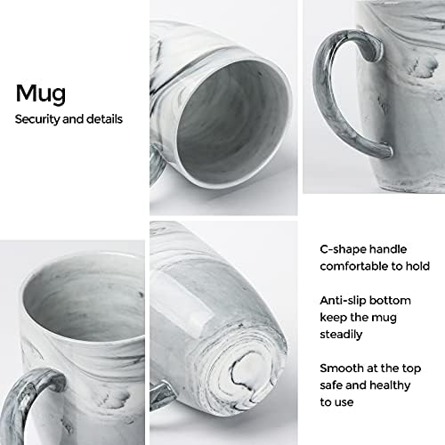 14 OZ Marble Coffee Mugs, M067 Novelty Marble Ceramic Cup for Home and