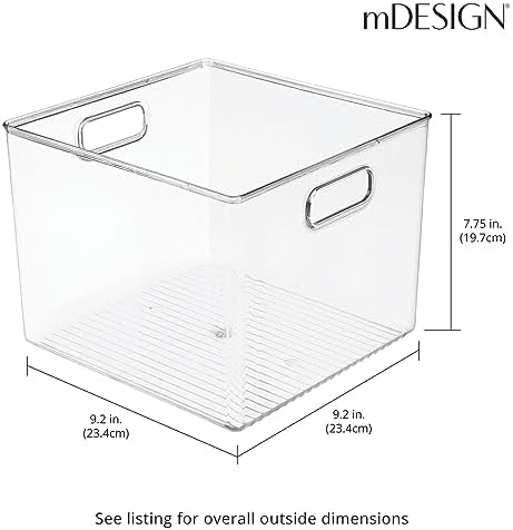 mDesign Plastic Modern Storage Organizer Bin Basket with Handles