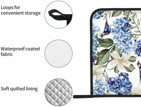 Blue Hydrangea Flower Bird Pot Holder Set, 2-Piece