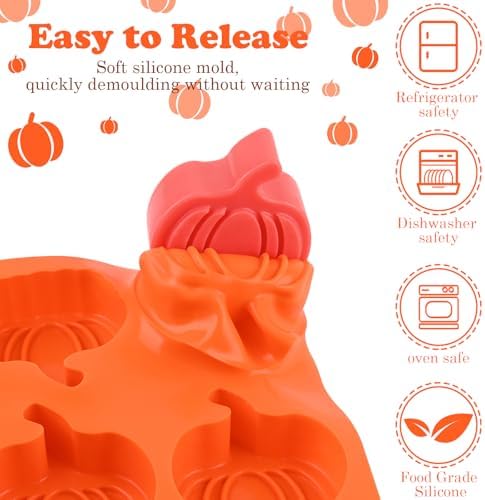 WMKGG 3 Pack Pumpkin Silicone Mold, 6-Cavity Pumpkin Cake Pan