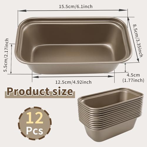 12 Pieces Mini Loaf Pans for Baking Bread Nonstick Carbon Steel Baking