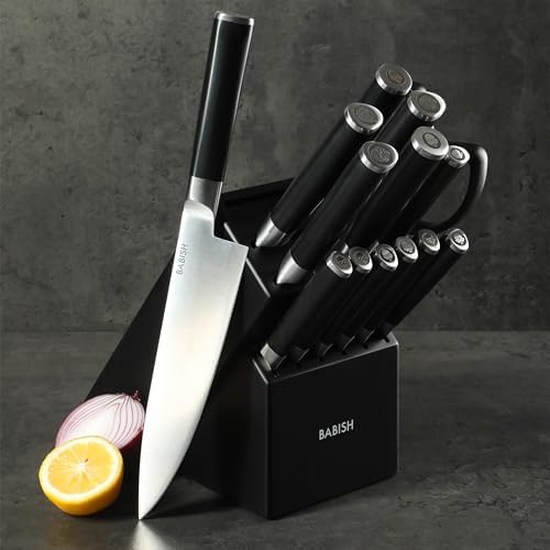 Babish 15-Piece German Steel Knife Block Set