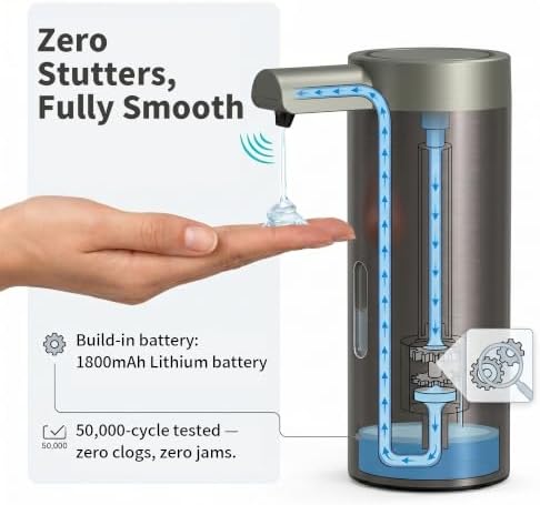 Automatic Liquid Soap Dispenser Touchless, Hands‐Free for Bathroom