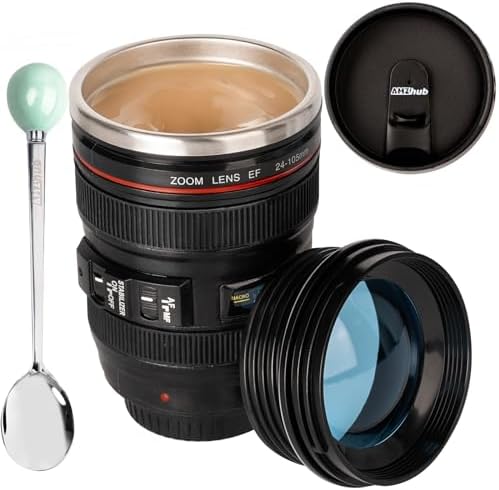 Camera Lens Coffee Mug,Travel Coffee Cup,Stainless Steel Lens Mug