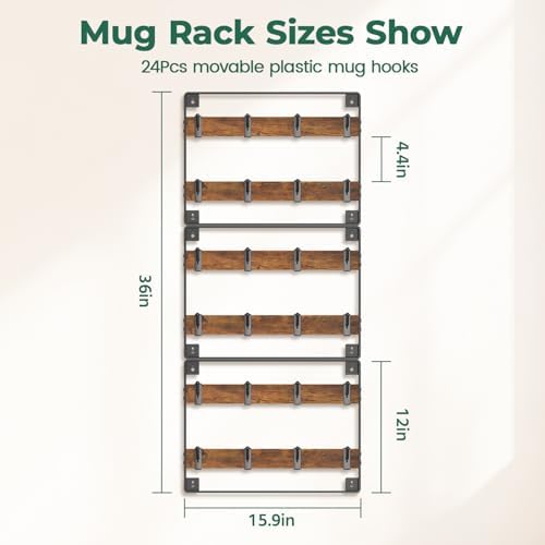 EsLuker.ly Mug Holder Hanger Cup Display Rack Wall Mounted, 3 Pack
