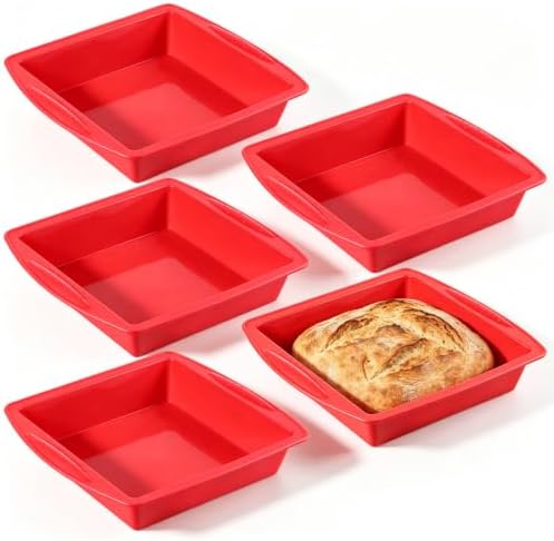 5 Pack Silicone Square Brownie Pan, 8x8 Baking Pan Nonstick