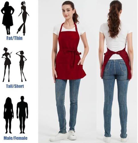 Chef short apron 3 pockets extra long straps adjustable halter apron