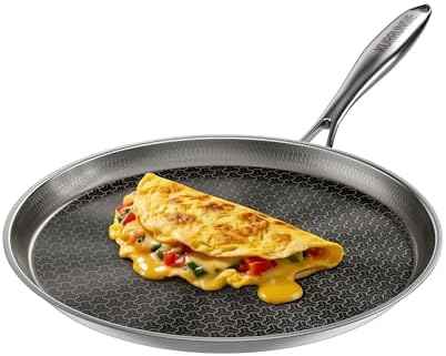 Stainless Steel Crepe Pan, 10 Inch Nonstick Griddle Pan, 5 Layer Non