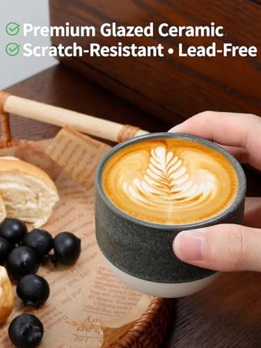 4oz Espresso Cups Set of 4, Ceramic Demitasse Coffee Cups