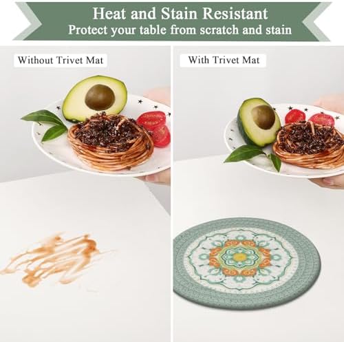 SHACOS Sage Green 8 Inches Trivets for Hot Dishes, 4 Pieces