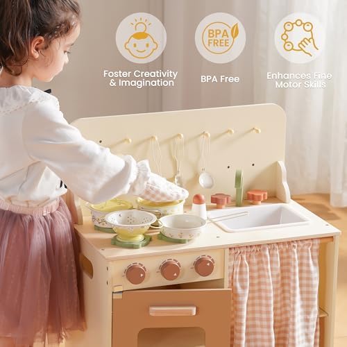 ROBOTIME Kids Pots and Pans Playset – 9 PCS Pretend Play Kitchen