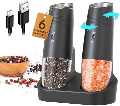 CIRCLE JOY Gravity Electric Salt and Pepper Grinder Set