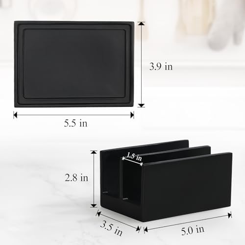Luxspire Kitchen Sponge Holder with Drain Tray, Matte Black