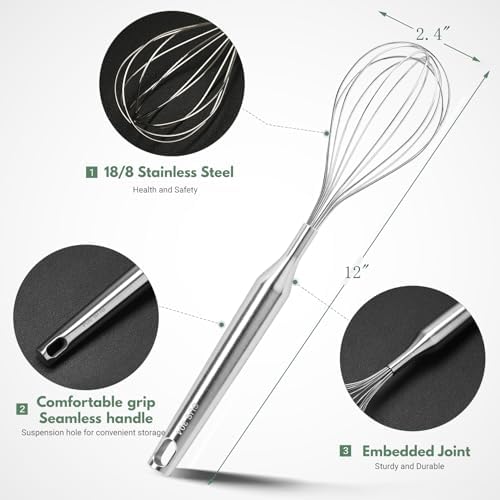 Stainless Steel Whisk for Cooking Kitchen Non Stick Balloon Wire Metal