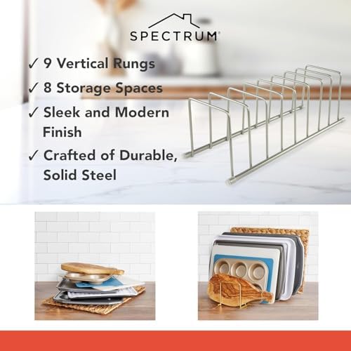 Spectrum Euro Kitchen Organizer for Cooking and Bakeware, Satin Nickel