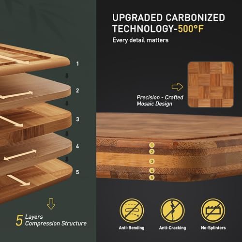 3 Pack Bamboo Cutting Board Set Non Toxic Wooden Cutting Board for