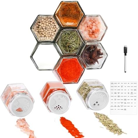 10 Pack Glass Magnetic Spice Jars for Refrigerator