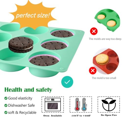Actvty Chocolate Cover Cookie Silicone Molds, New Size 12-Cavity Round