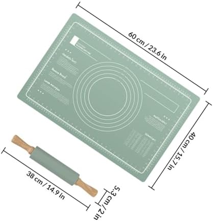 Silicone Dough Mat Set with Rolling Pin Non-Stick Pastry Baking Mats