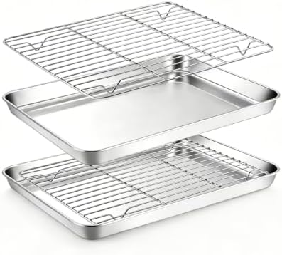 Onader 9x13 Inch Stainless Steel Quarter Sheet Pan, Baking Sheet with