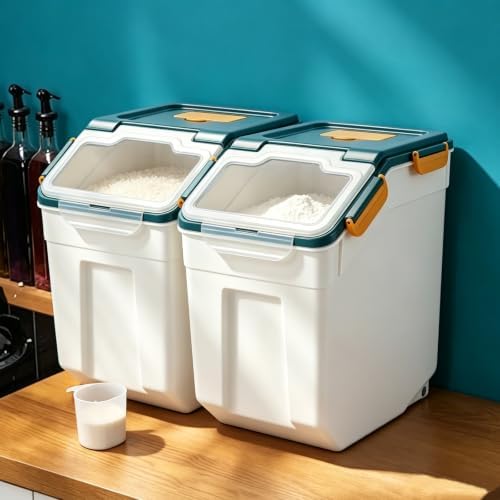 2 Pack Large Flour Storage Container 25 lb, Airtight Food Storage Bins