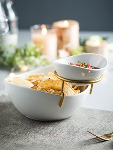 Miamolo 2 Tier Serving Bowl Set and Removable Rack for Chip and Dip
