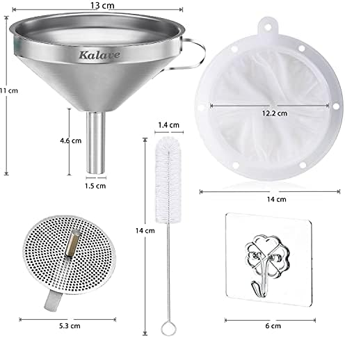 KALAVE Premium Stainless Steel Funnel, 5 Inch Food Grade Kitchen