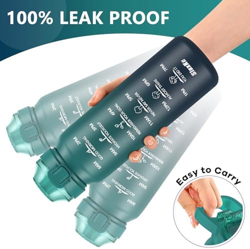 SLUXKE 32oz Insulated Water Bottle with 2Lids(Straw Lid & Spout Lid)