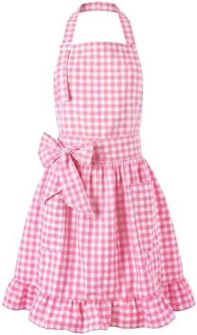 Vintage Apron Ruffle Dress Women 2 Pockets