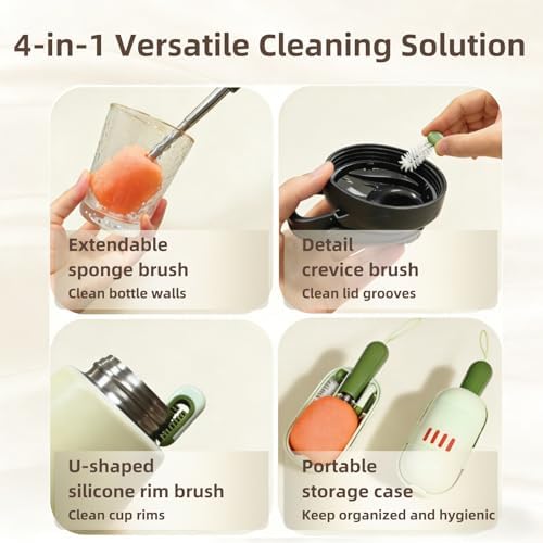 4-in-1 Portable Bottle Brush Cleaner Set, Water Bottle Cleaning Brush
