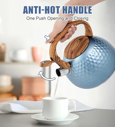 3.2Qt Stainless Steel Whistling Tea Kettle, Blue