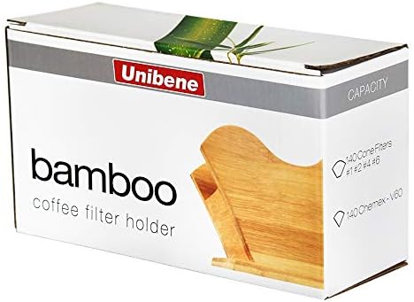 Unibene Bamboo Coffee Filter Holder, Renewable Stand Container