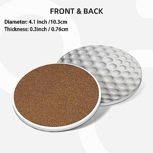 Golf Ball Golfing Sport Coasters for Drinks Set of 4, Absorbent