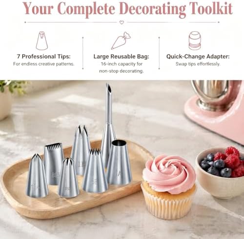 Reusable Piping Bags and Tips Set, 2pcs 16 inch Cotton Pastry Bags and
