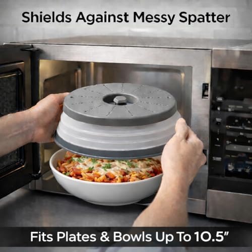 HIC Kitchen Collapsible Microwave Food Cover, BPA Free, Contains