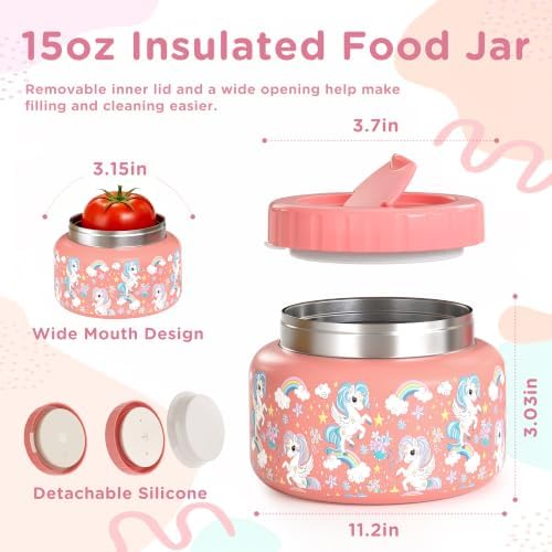 15 Oz Thermo Food Jar for Hot&Cold Food, Vacuum Insulated Food Jar for