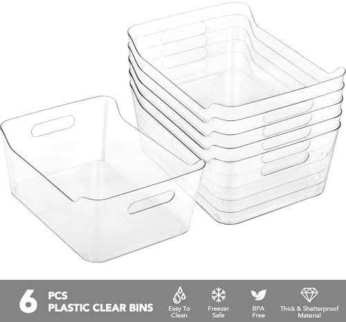 Tiawudi 6 Pack Storage Organizer Bins, 13.5" x 10"