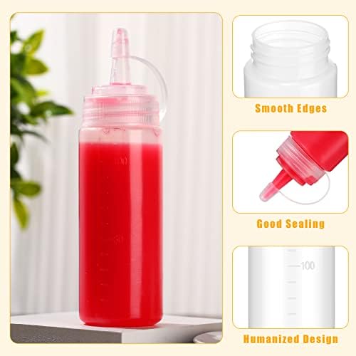 Hoolerry 32 Pcs 4oz Small Plastic Squeeze Bottle Bulk for Syrup Paint