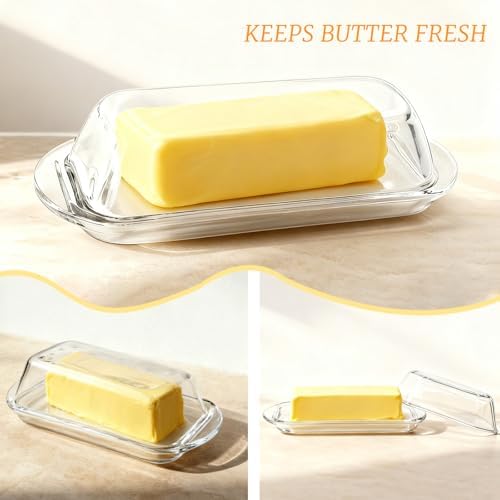 Elegant Glass Butter dish with Lid, Dust-proof and