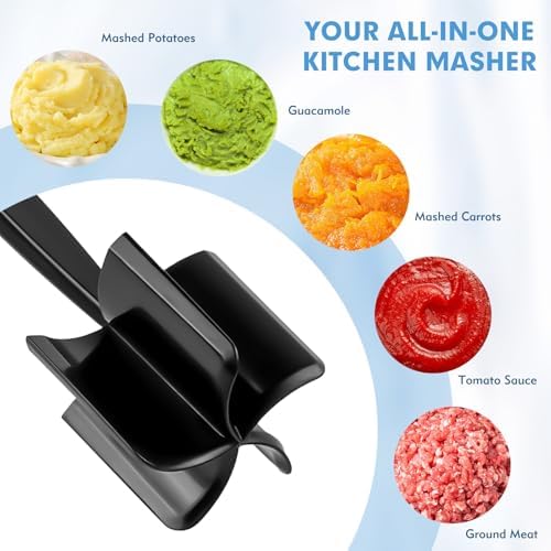 2-Pack Ground Beef Masher, Heat-Resistant Meat Masher with 5 Curved
