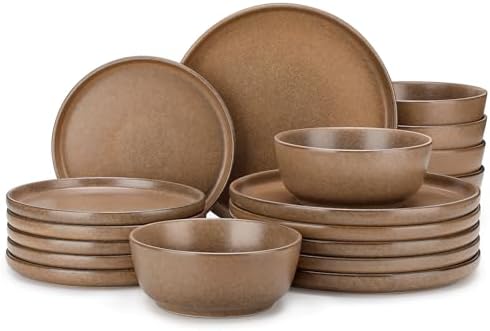vancasso Plates and Bowls Sets, 18 Pieces Stoneware Dinnerware Set for