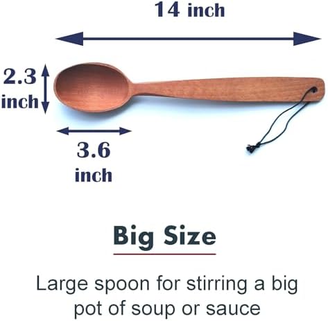 Deep Scoop Wooden Spoon for Cooking 14" – Extra Long Handle for Big