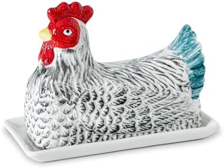Ceramic Chicken Butter Dish with Lid for Kitchen Counter hen butter